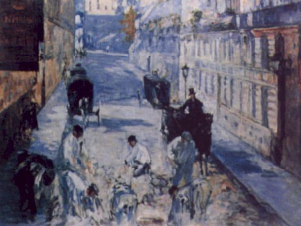 Edouard Manet La Rue Mosnier aux Paveurs oil painting image